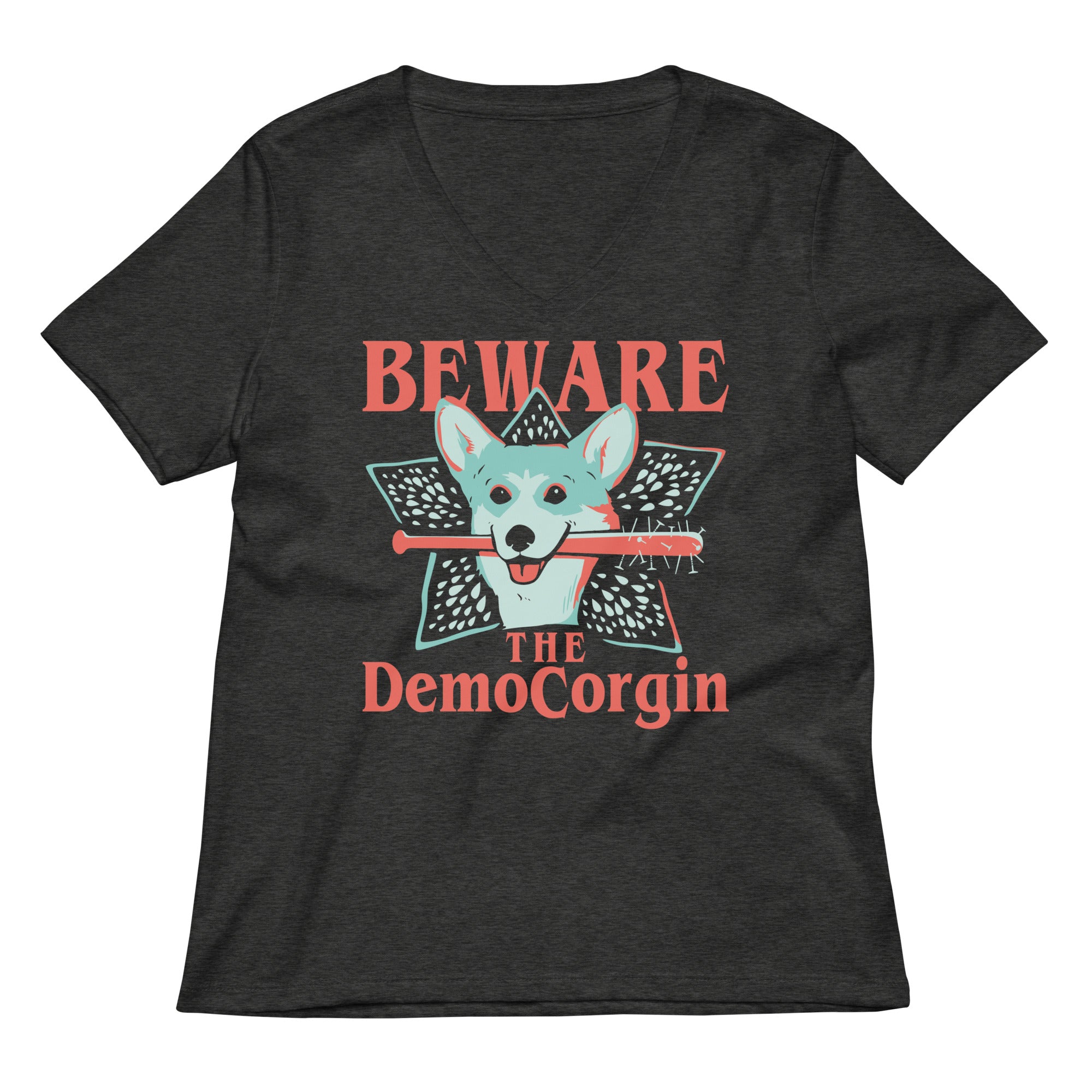 The DemoCorgin Women's V-Neck Tee Hoodie, Sweatshirt | PureTeeCo.com (Image 3)