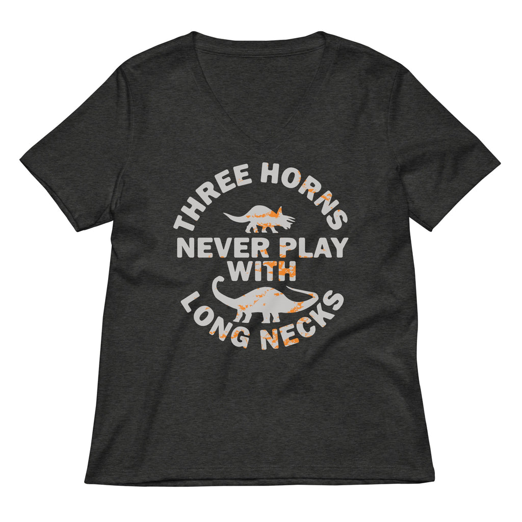 Three Horns Never Play With Long Necks Women's V-Neck Tee Hoodie, Sweatshirt | PureTeeCo.com (Image 3)
