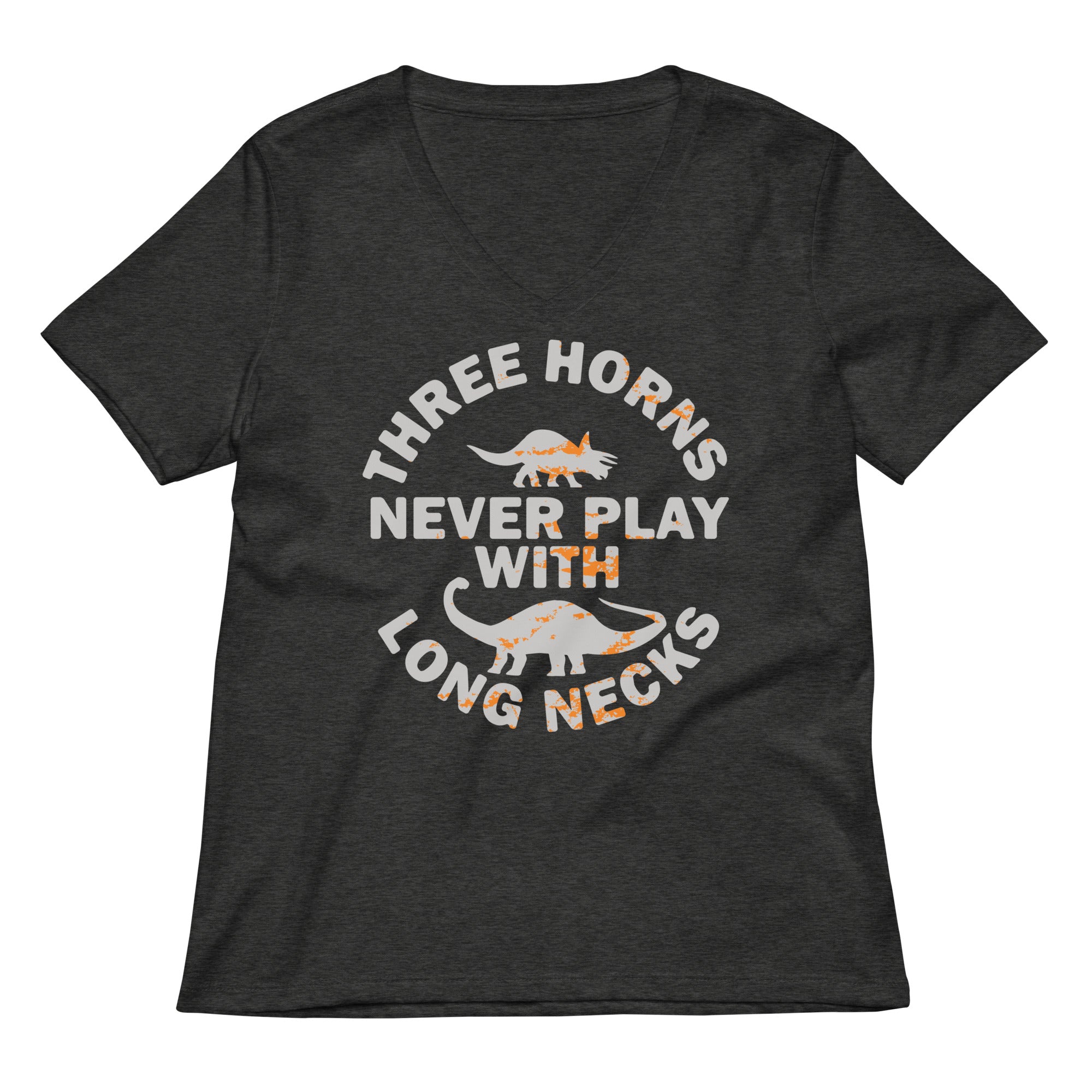 Three Horns Never Play With Long Necks Women's V-Neck Tee Hoodie, Sweatshirt | PureTeeCo.com (Image 3)