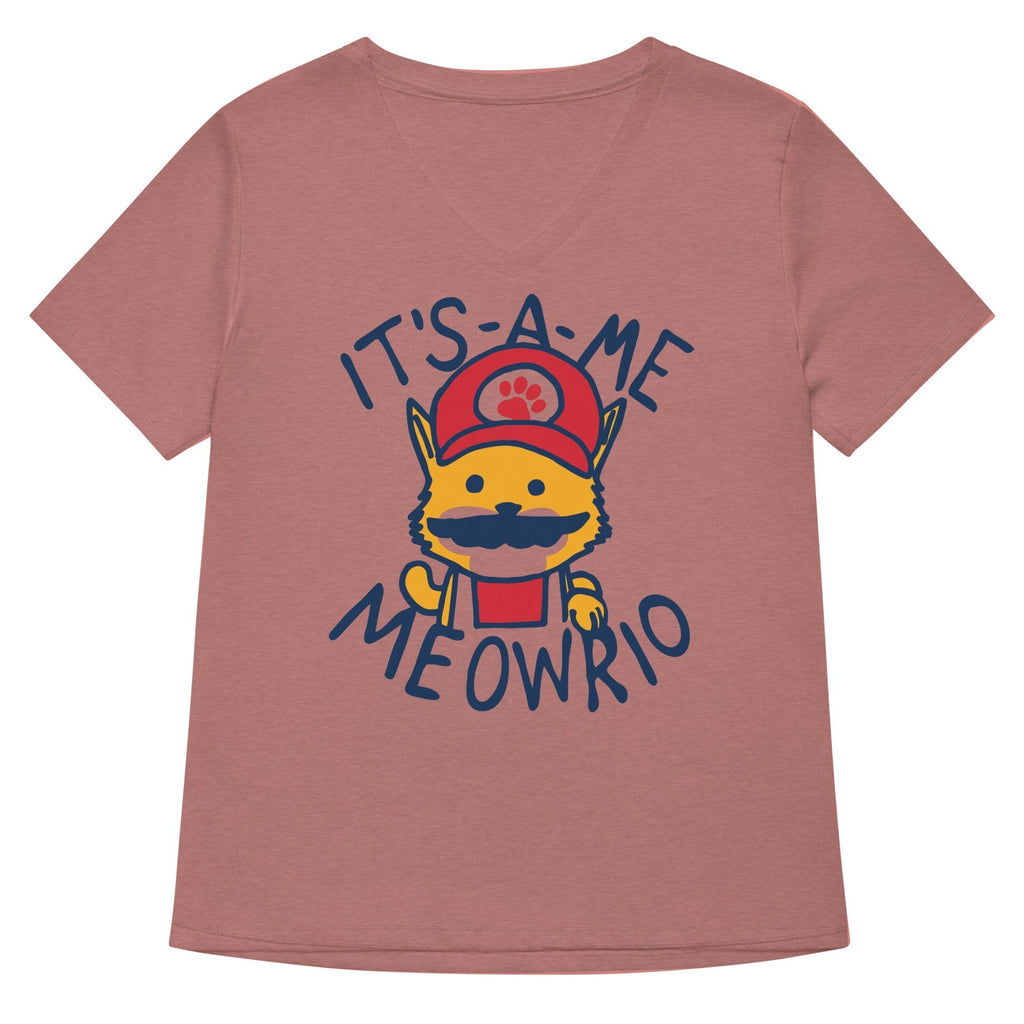 It's-a-me Meowrio Women's V-Neck Tee Hoodie, Sweatshirt | PureTeeCo.com (Image 2)