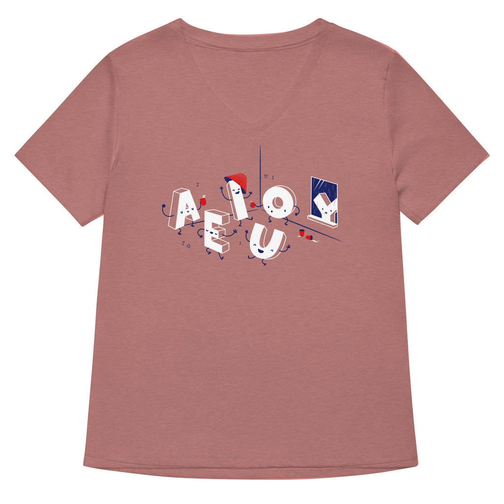 Vowel Party Time Women's V-Neck Tee Hoodie, Sweatshirt | PureTeeCo.com (Image 2)