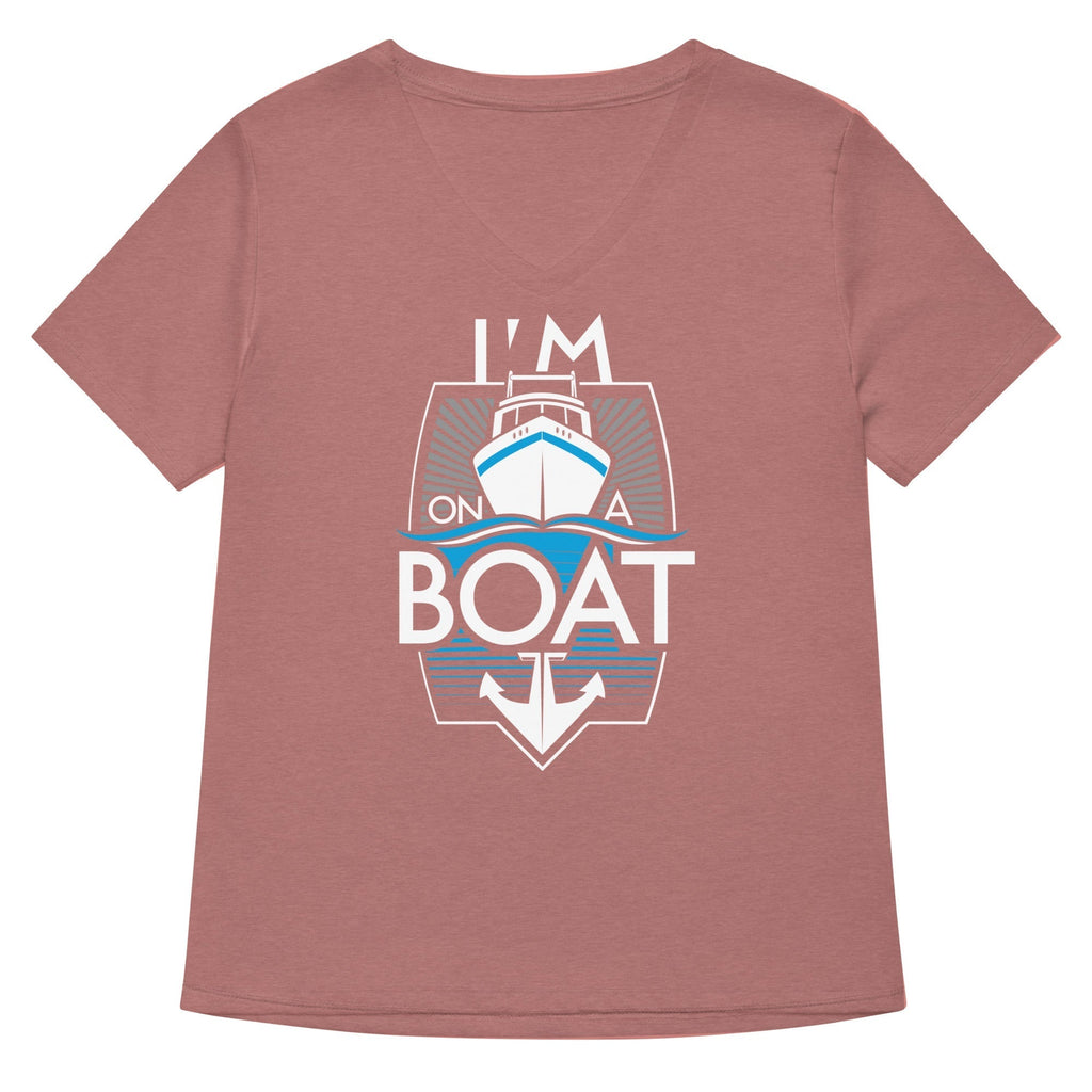I'm On A Boat Women's V-Neck Tee Hoodie, Sweatshirt | PureTeeCo.com (Image 5)