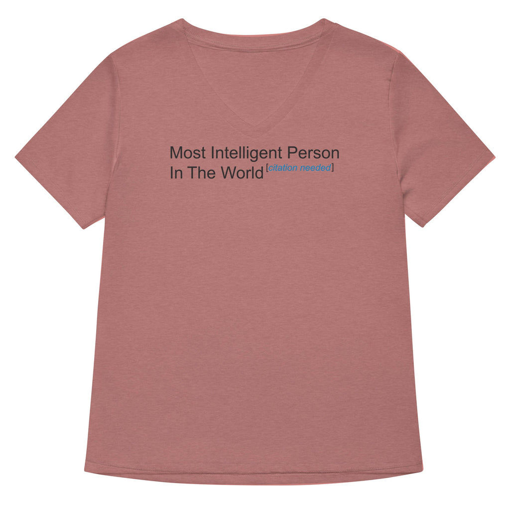 Most Intelligent Person in the World Citation Needed Women's V-Neck Tee Hoodie, Sweatshirt | PureTeeCo.com (Image 2)
