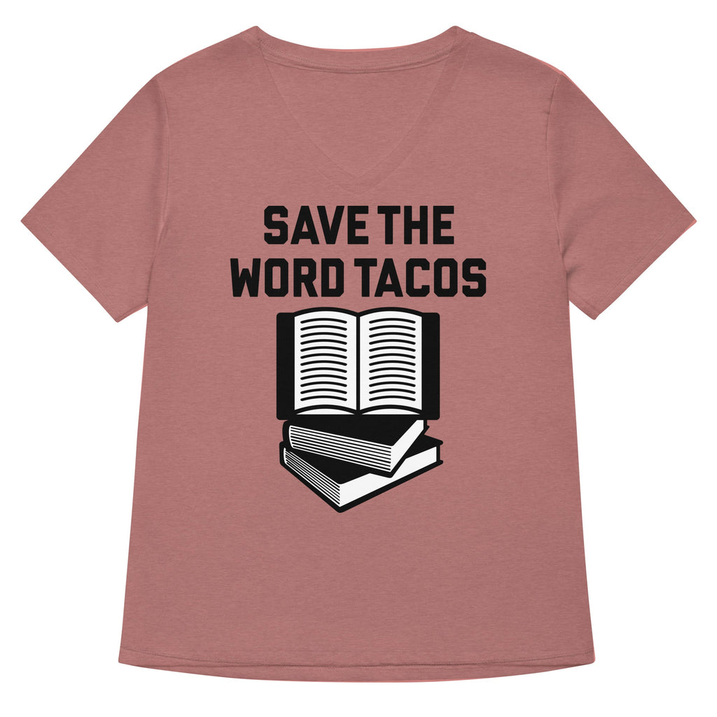 Save The Word Tacos Women's V-Neck Tee Hoodie, Sweatshirt | PureTeeCo.com (Image 3)