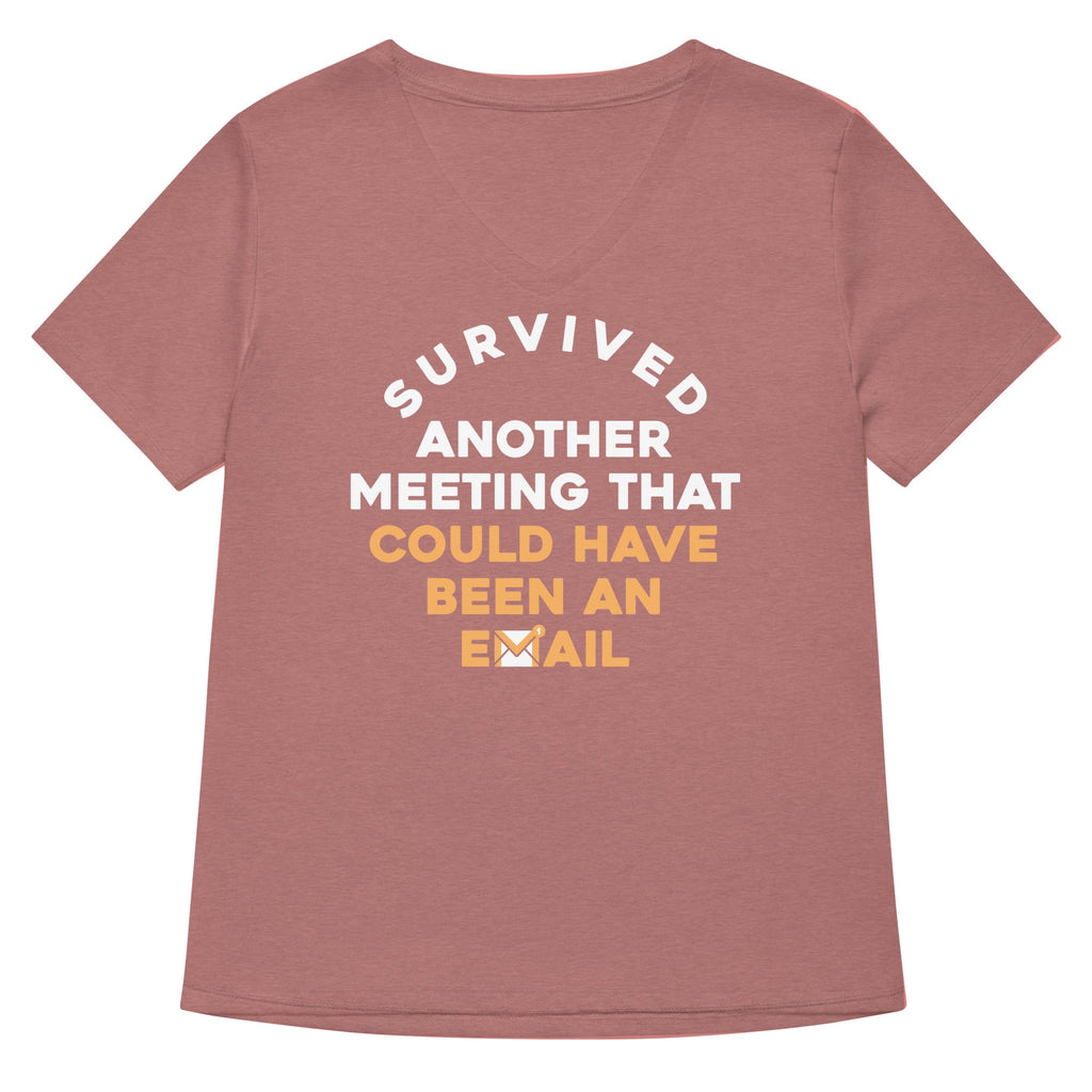 Survived Another Meeting Women's V-Neck Tee Hoodie, Sweatshirt | PureTeeCo.com (Image 5)