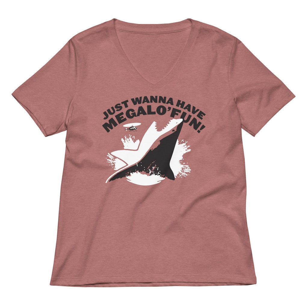 Just Wanna Have Megalo' Fun! Women's V-Neck Tee Hoodie, Sweatshirt | PureTeeCo.com (Image 1)
