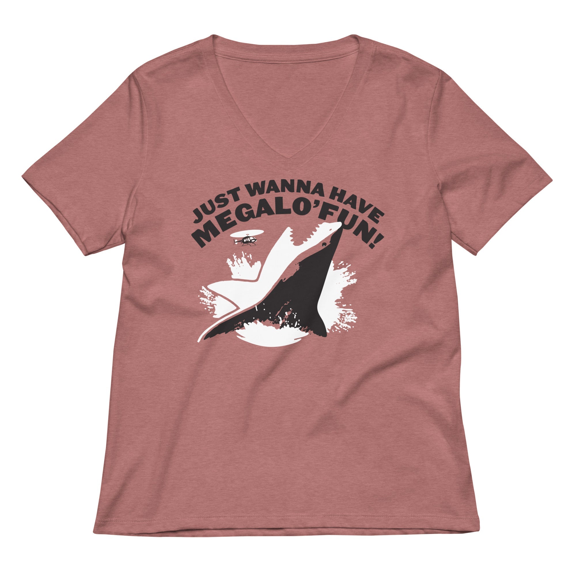 Just Wanna Have Megalo' Fun! Women's V-Neck Tee Hoodie, Sweatshirt | PureTeeCo.com (Image 1)