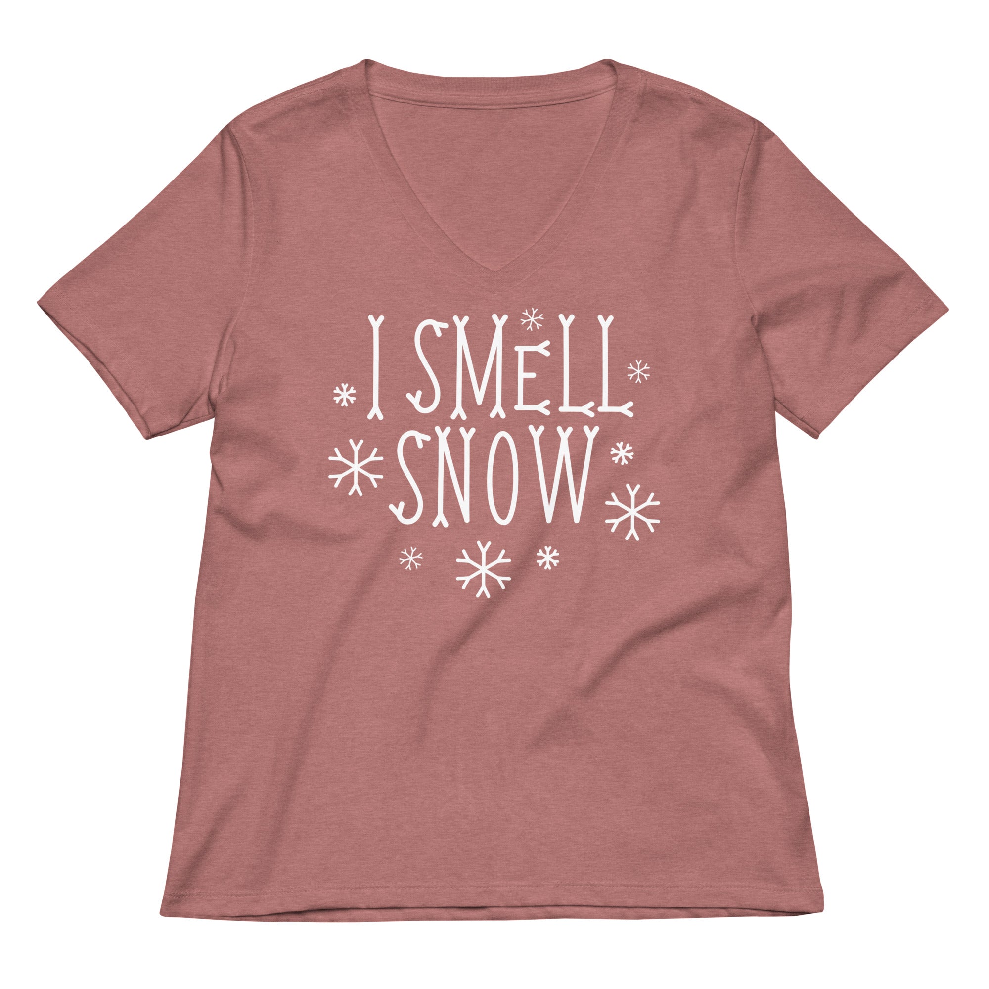 I Smell Snow Women's V-Neck Tee Hoodie, Sweatshirt | PureTeeCo.com (Image 5)