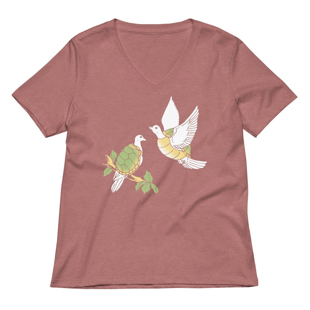 Two Turtle Doves Women's V-Neck Tee Hoodie, Sweatshirt | PureTeeCo.com (Image 5)
