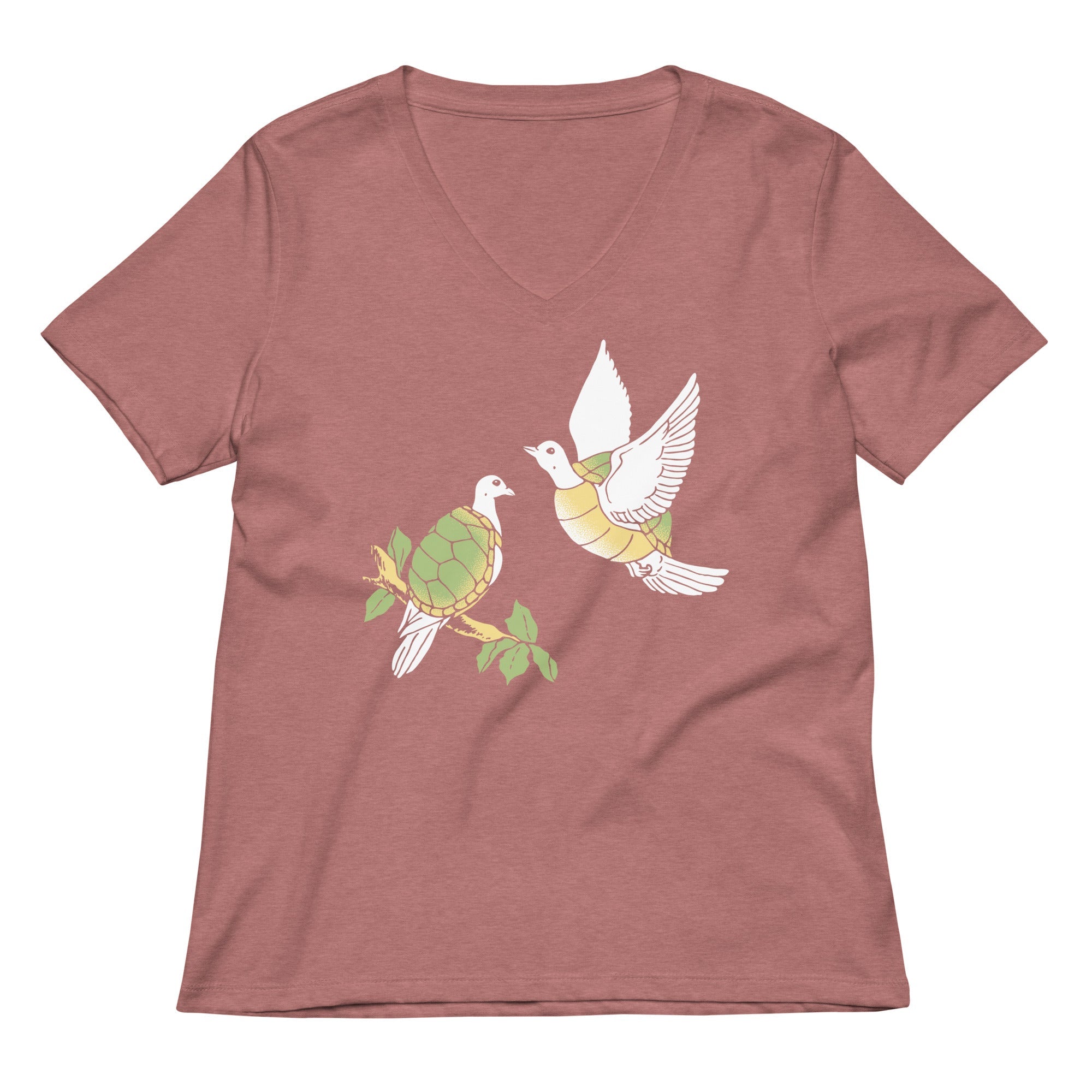 Two Turtle Doves Women's V-Neck Tee Hoodie, Sweatshirt | PureTeeCo.com (Image 5)