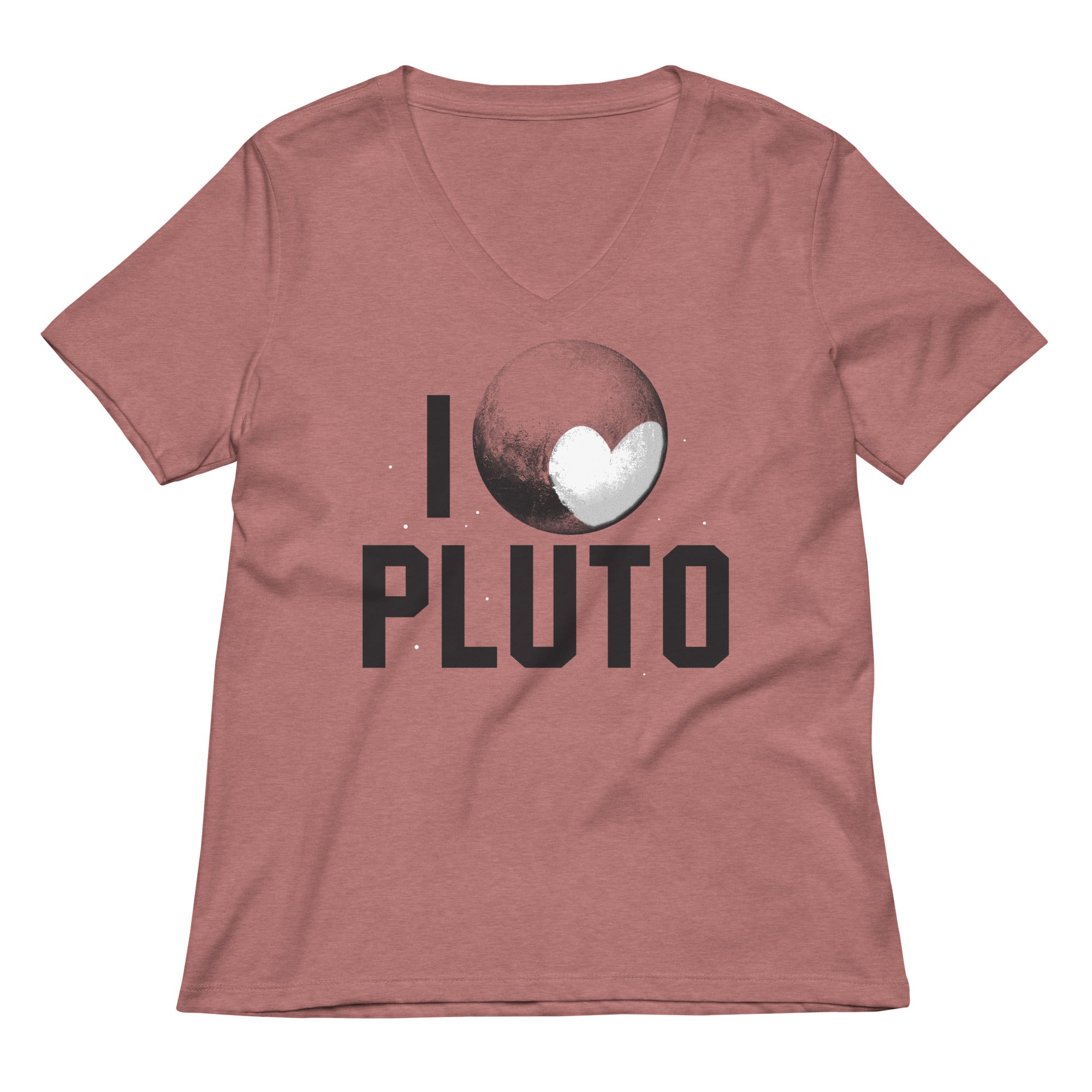 I Heart Pluto Women's V-Neck Tee Hoodie, Sweatshirt | PureTeeCo.com (Image 2)
