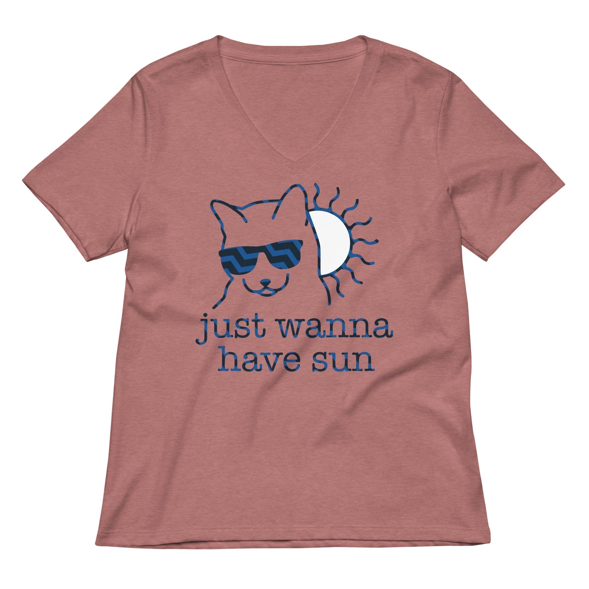 Just Wanna Have Sun Women's V-Neck Tee Hoodie, Sweatshirt | PureTeeCo.com (Image 1)