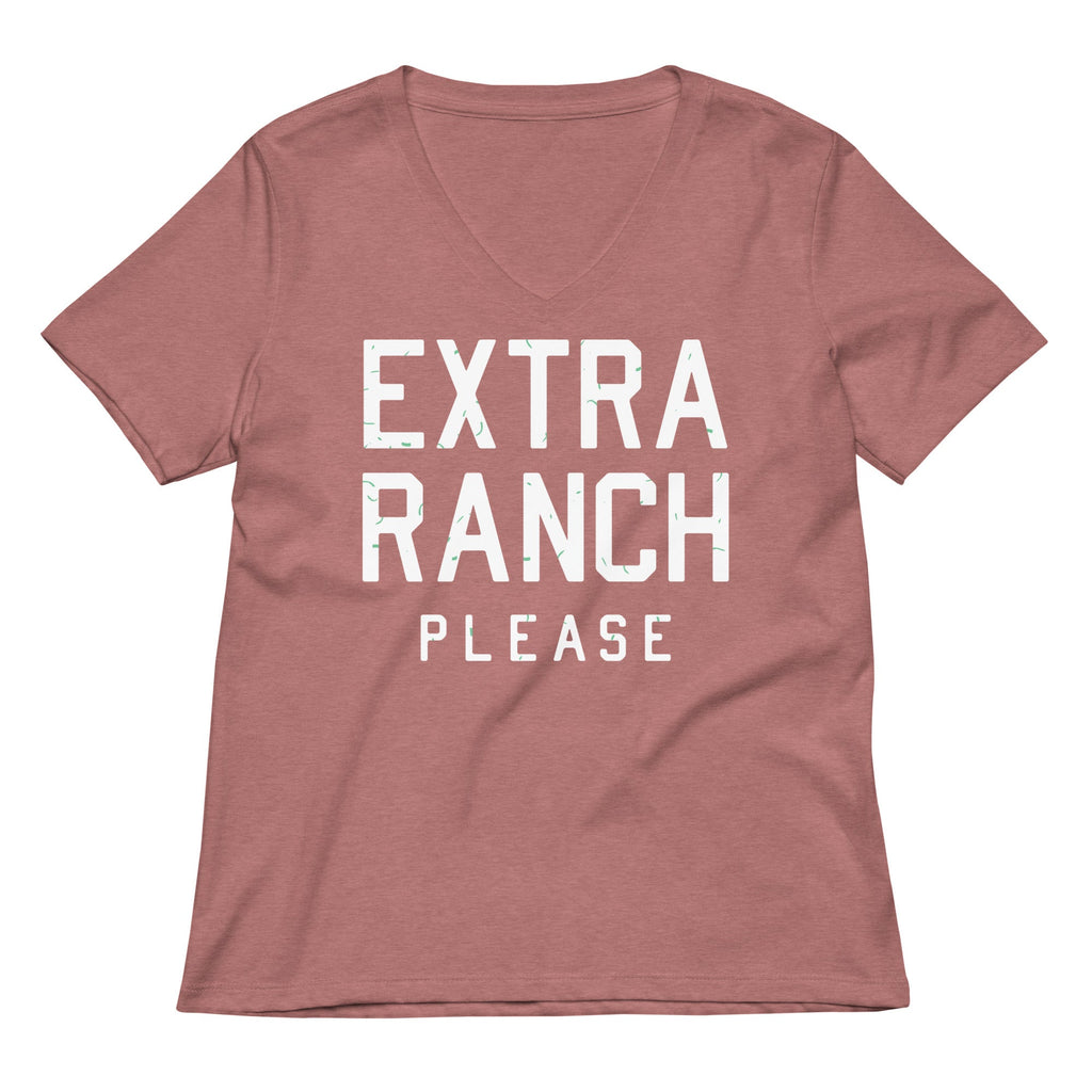Extra Ranch Please Women's V-Neck Tee Hoodie, Sweatshirt | PureTeeCo.com (Image 5)