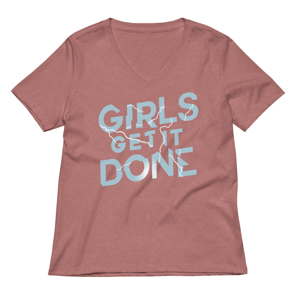 Girls Get It Done Women's V-Neck Tee Hoodie, Sweatshirt | PureTeeCo.com (Image 5)