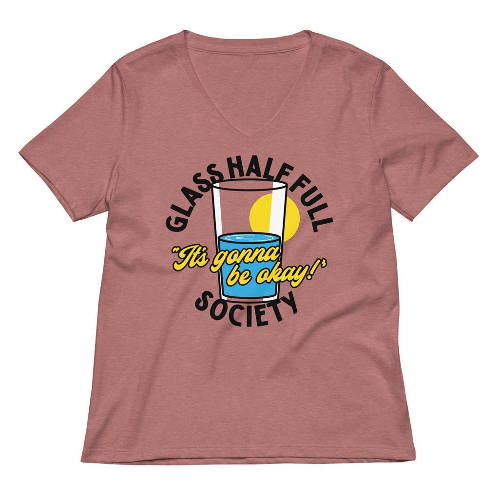 Glass Half Full Society Women's V-Neck Tee Hoodie, Sweatshirt | PureTeeCo.com (Image 2)