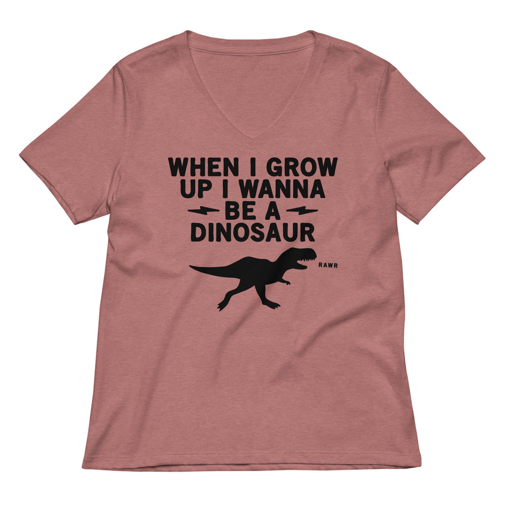 When I Grow Up I Wanna Be A Dinosaur Women's V-Neck Tee Hoodie, Sweatshirt | PureTeeCo.com (Image 2)