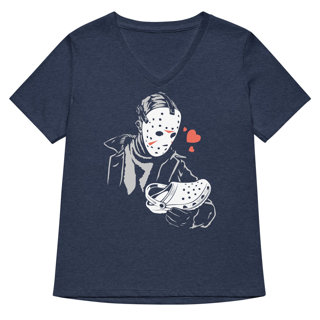 Jason Loves Crocs Women's V-Neck Tee Hoodie, Sweatshirt | PureTeeCo.com (Image 3)