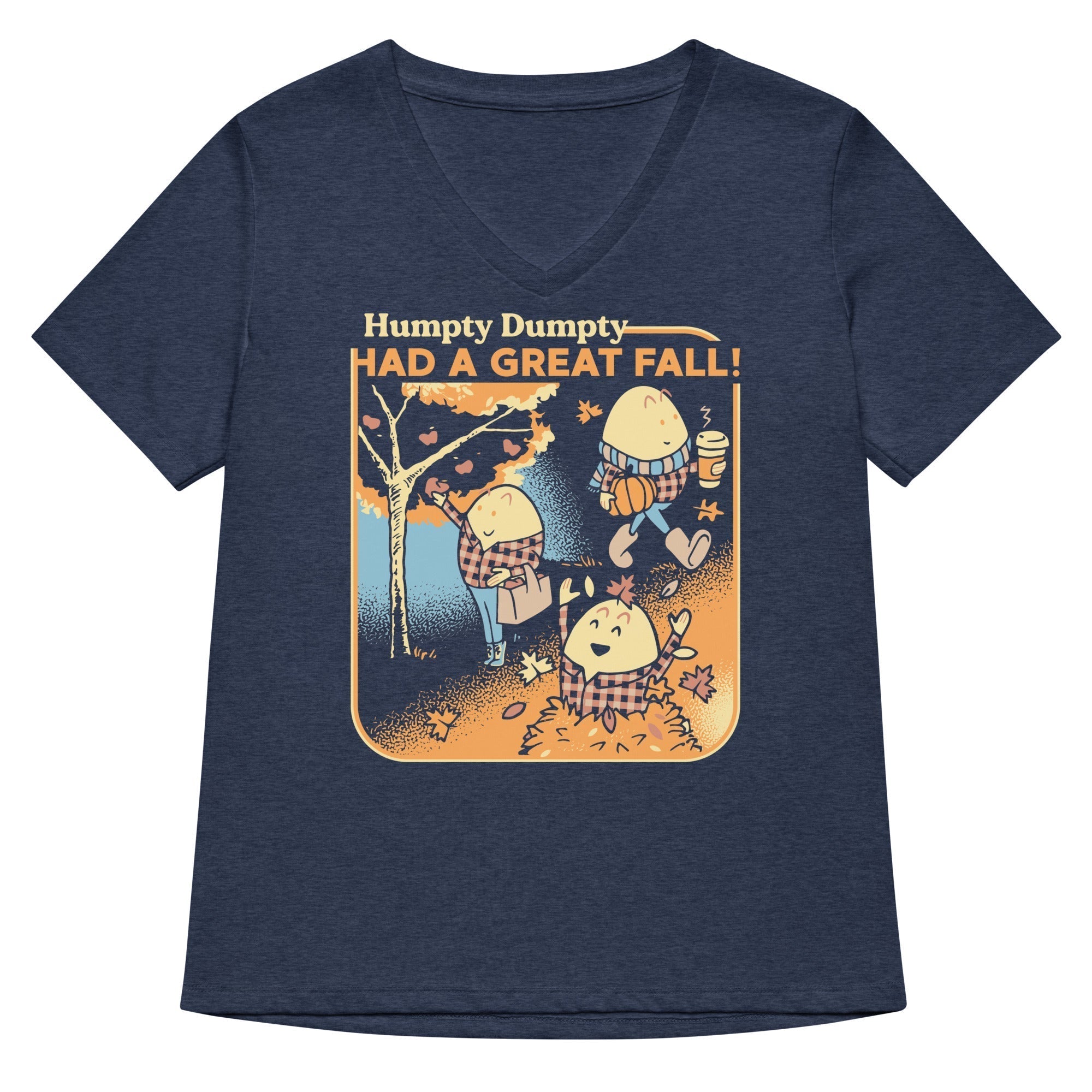 Humpty Dumpty Had A Great Fall Women's V-Neck Tee Hoodie, Sweatshirt | PureTeeCo.com (Image 1)