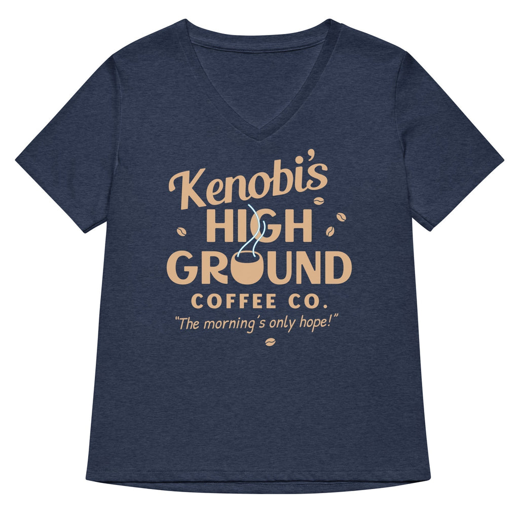 Kenobi's High Ground Coffee Co Women's V-Neck Tee Hoodie, Sweatshirt | PureTeeCo.com (Image 1)