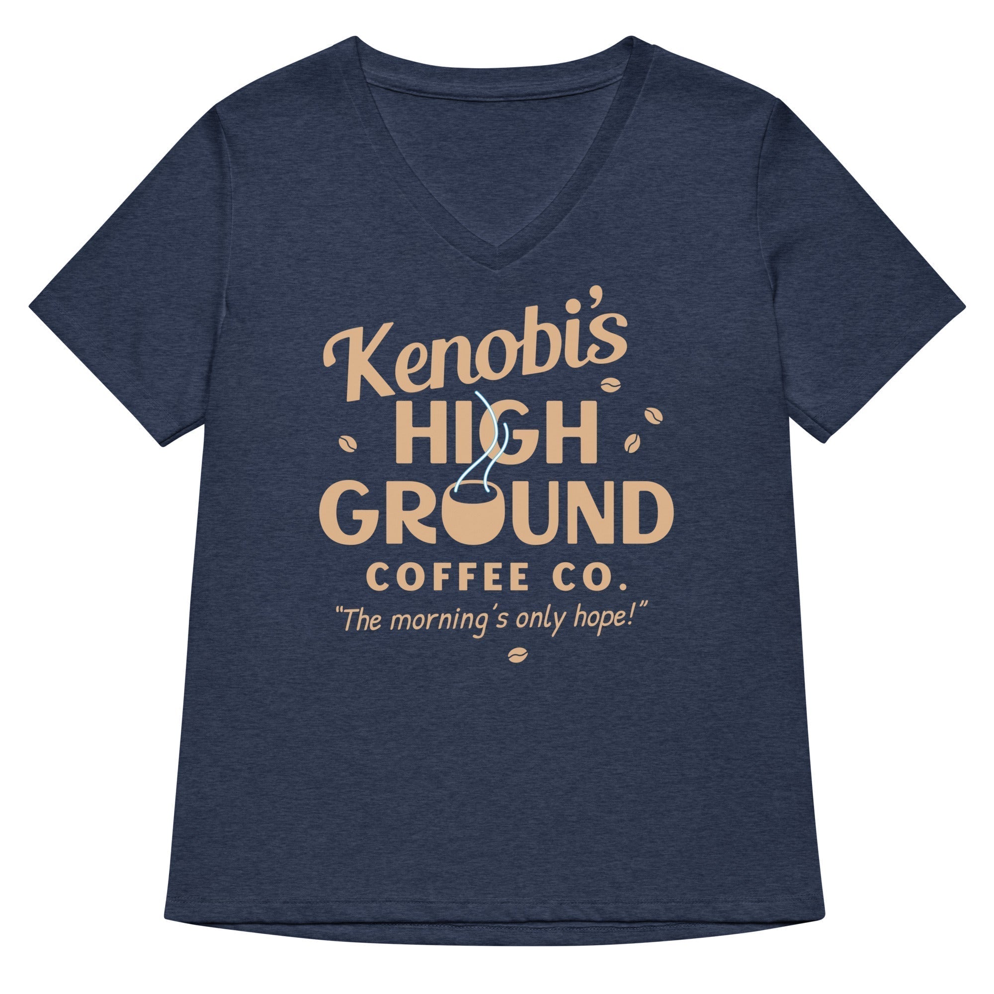 Kenobi's High Ground Coffee Co Women's V-Neck Tee Hoodie, Sweatshirt | PureTeeCo.com (Image 1)