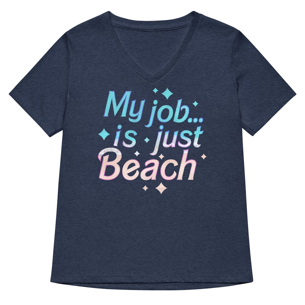 My Job Is Just Beach Women's V-Neck Tee Hoodie, Sweatshirt | PureTeeCo.com (Image 2)