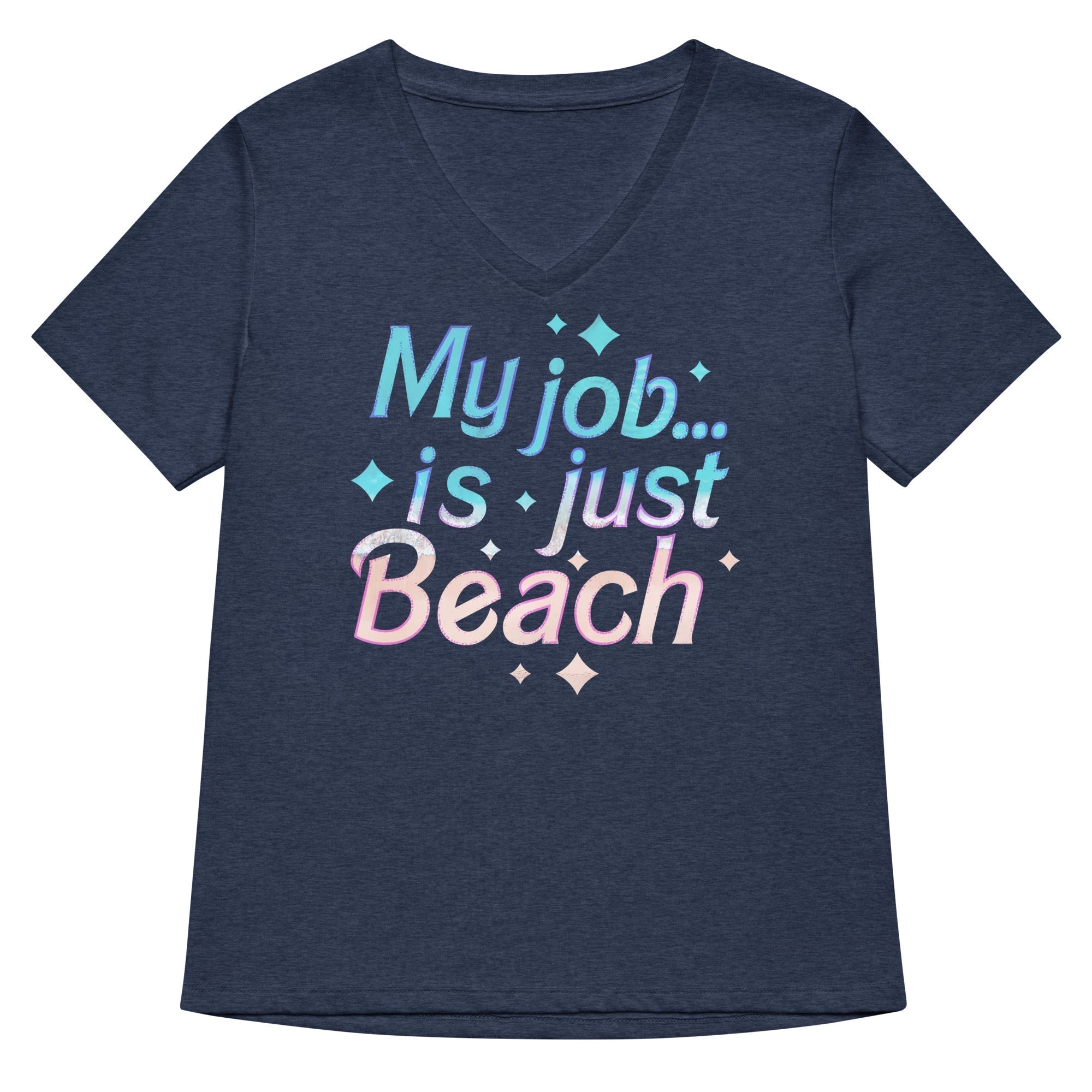 My Job Is Just Beach Women's V-Neck Tee Hoodie, Sweatshirt | PureTeeCo.com (Image 2)