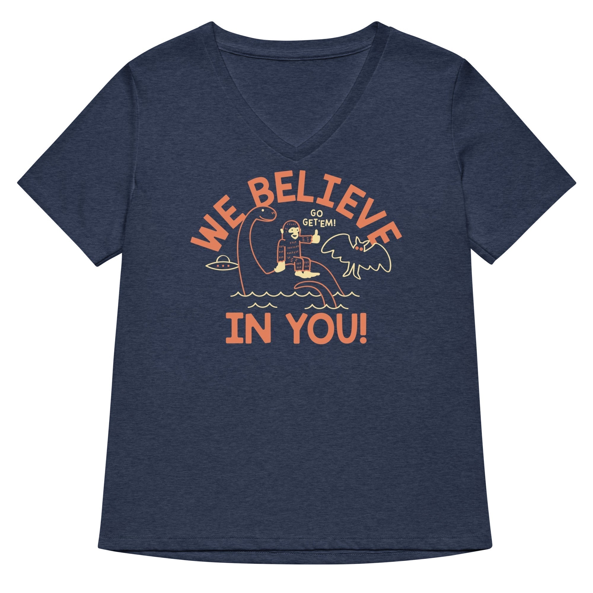 We Believe In You Women's V-Neck Tee Hoodie, Sweatshirt | PureTeeCo.com (Image 2)