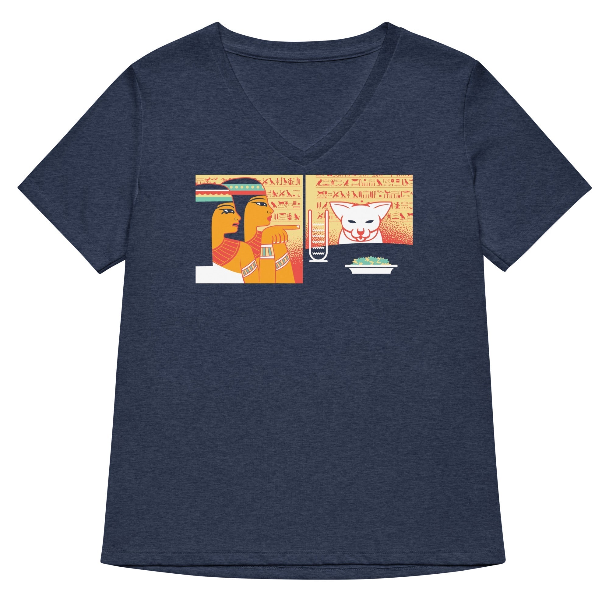 Egyptian Cat Women's V-Neck Tee Hoodie, Sweatshirt | PureTeeCo.com (Image 2)