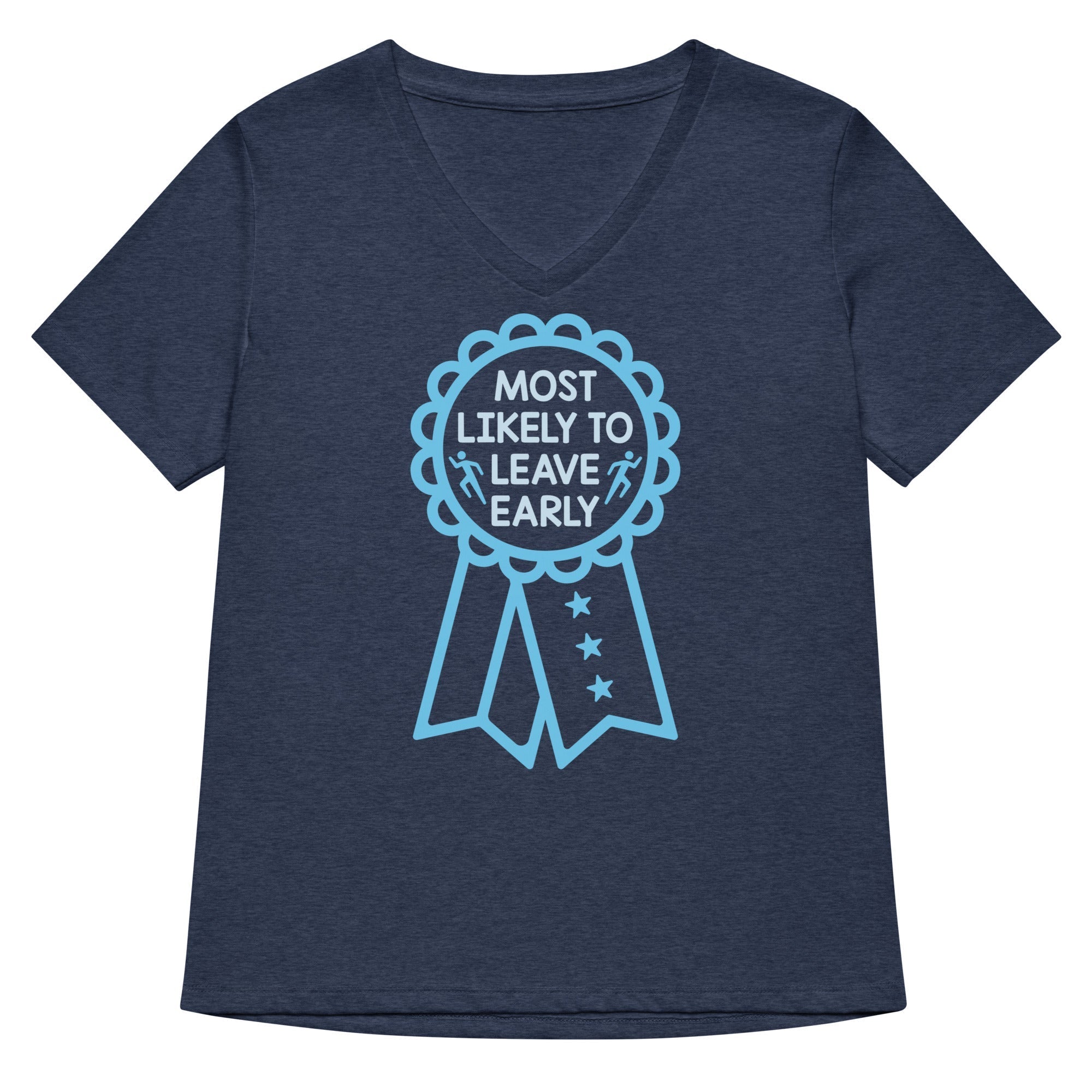Most Likely To Leave Early Women's V-Neck Tee Hoodie, Sweatshirt | PureTeeCo.com (Image 2)