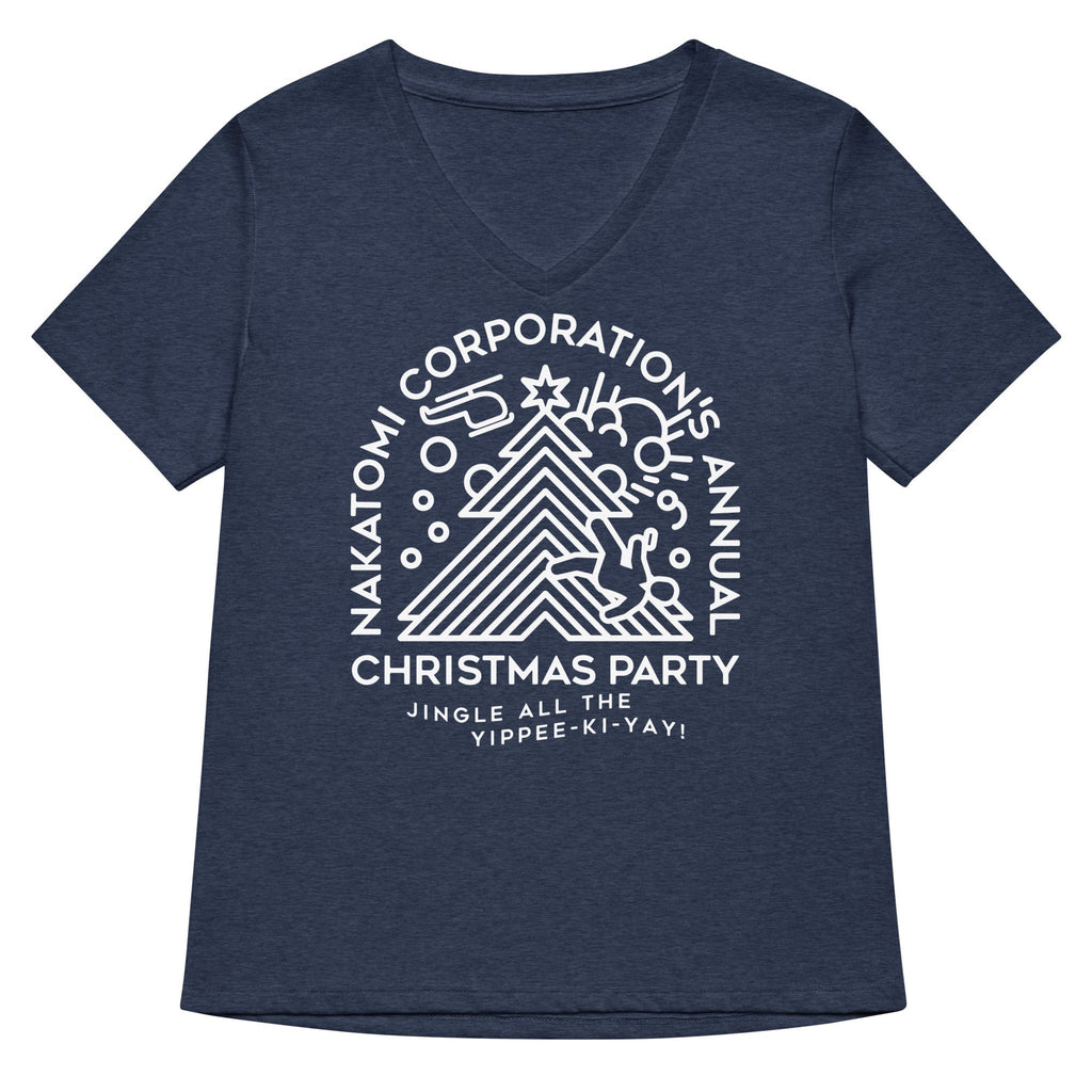 Nakatomi Christmas Party Women's V-Neck Tee Hoodie, Sweatshirt | PureTeeCo.com (Image 3)