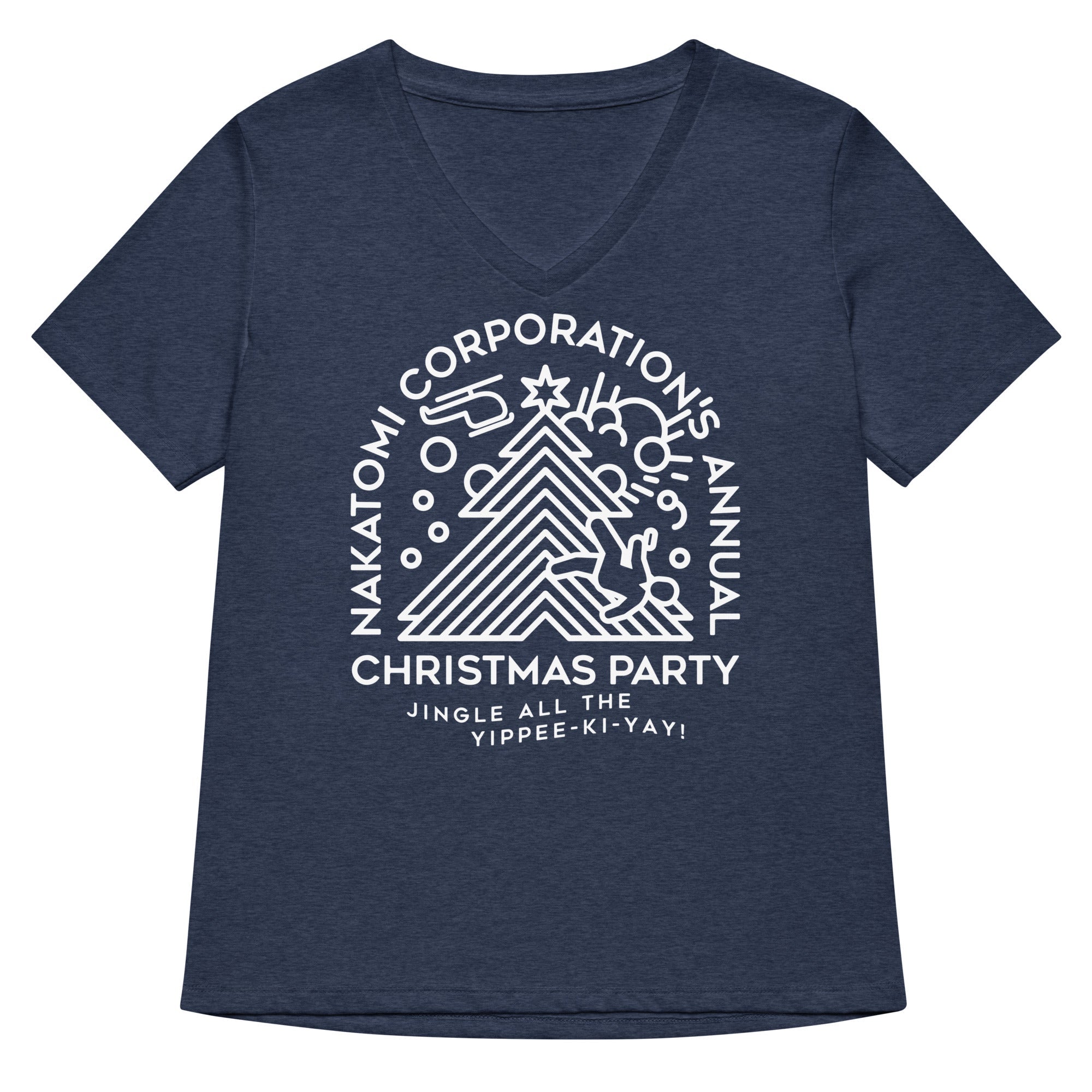 Nakatomi Christmas Party Women's V-Neck Tee Hoodie, Sweatshirt | PureTeeCo.com (Image 3)