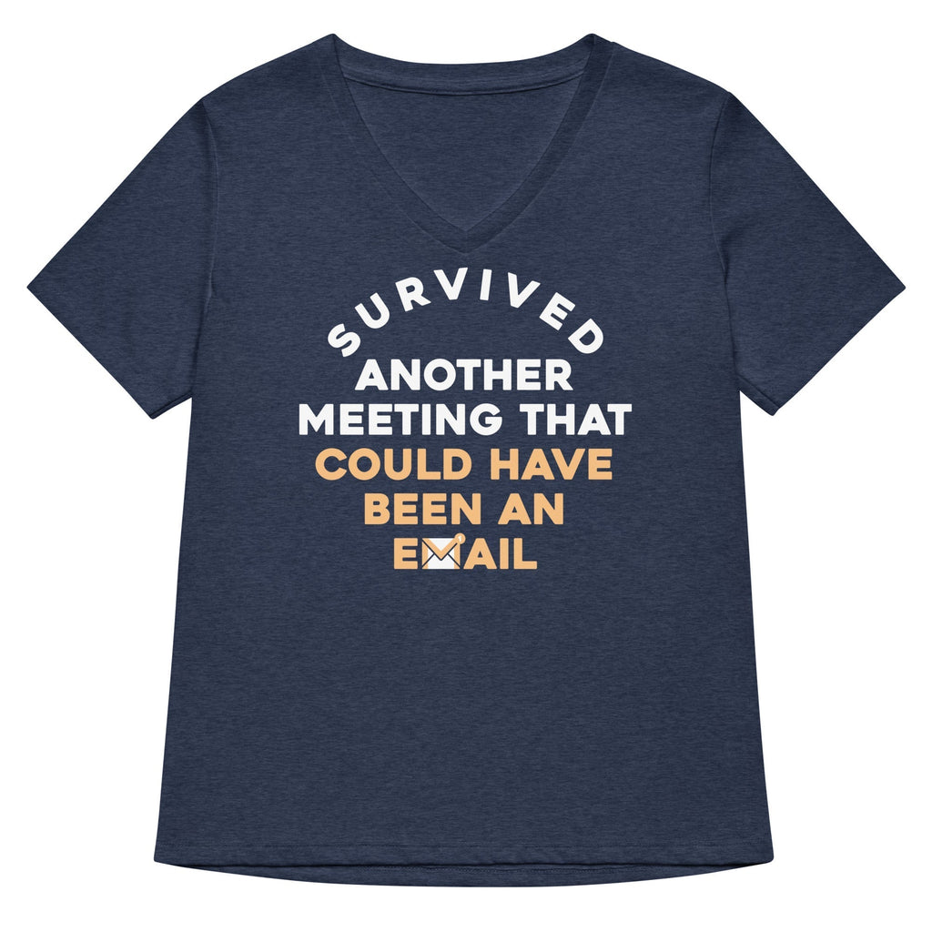 Survived Another Meeting Women's V-Neck Tee Hoodie, Sweatshirt | PureTeeCo.com (Image 1)