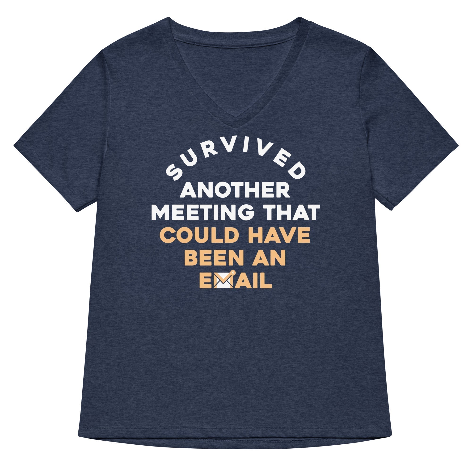 Survived Another Meeting Women's V-Neck Tee Hoodie, Sweatshirt | PureTeeCo.com (Image 1)