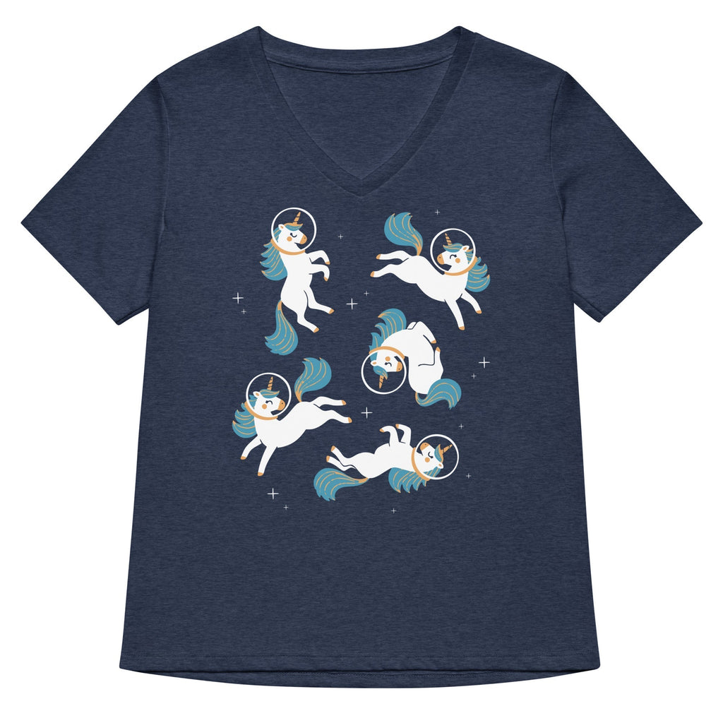 Unicorns In Space Women's V-Neck Tee Hoodie, Sweatshirt | PureTeeCo.com (Image 1)