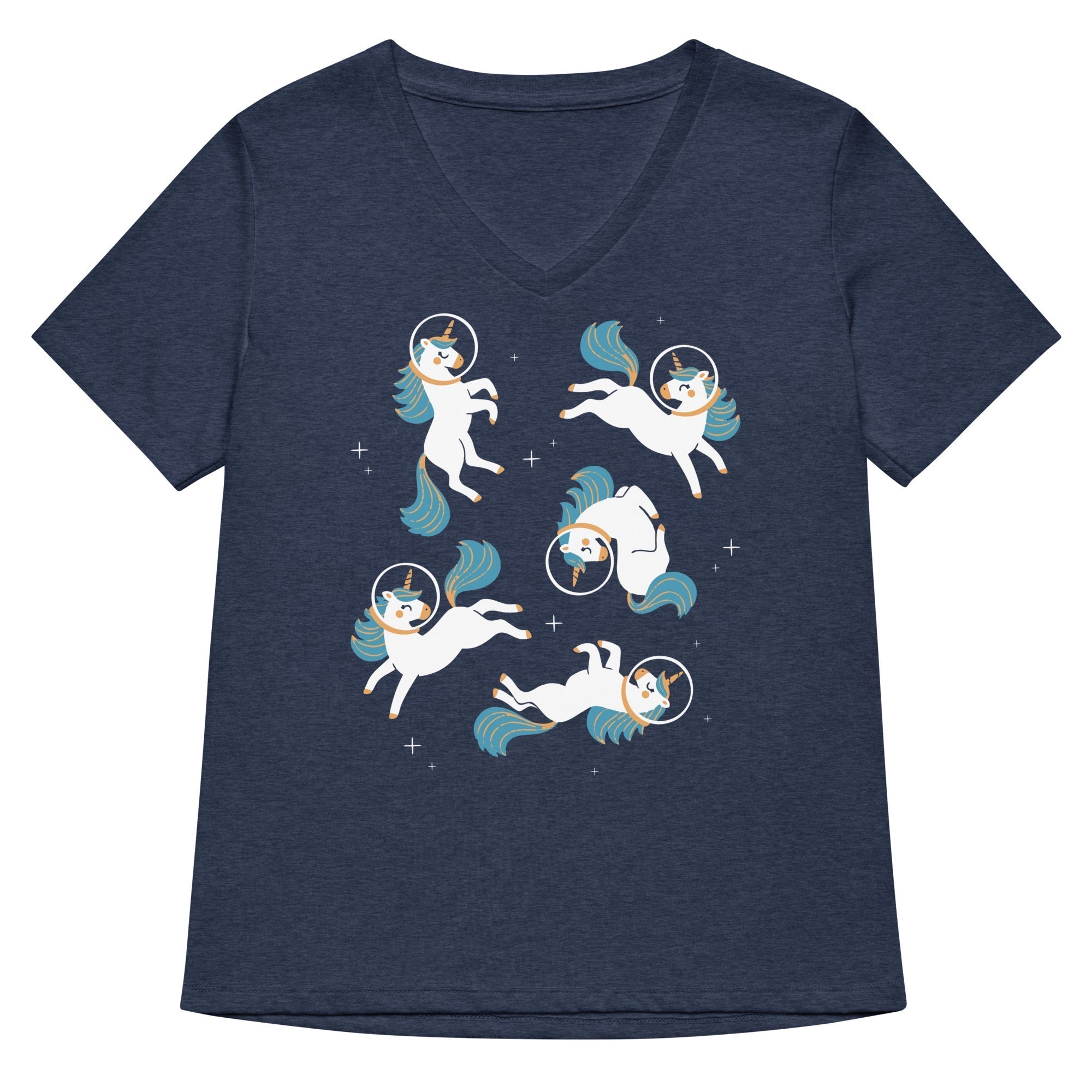 Unicorns In Space Women's V-Neck Tee Hoodie, Sweatshirt | PureTeeCo.com (Image 1)