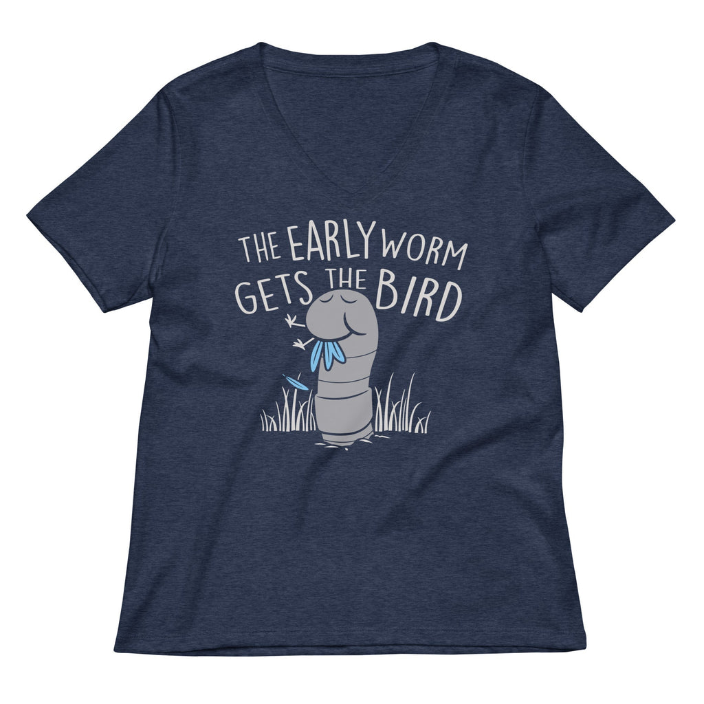 The Early Worm Gets The Bird Women's V-Neck Tee Hoodie, Sweatshirt | PureTeeCo.com (Image 2)