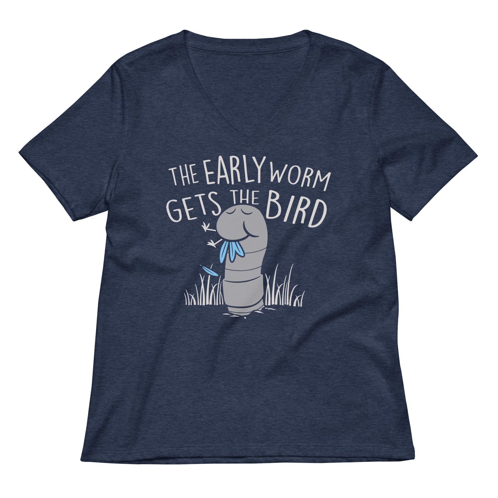The Early Worm Gets The Bird Women's V-Neck Tee Hoodie, Sweatshirt | PureTeeCo.com (Image 2)