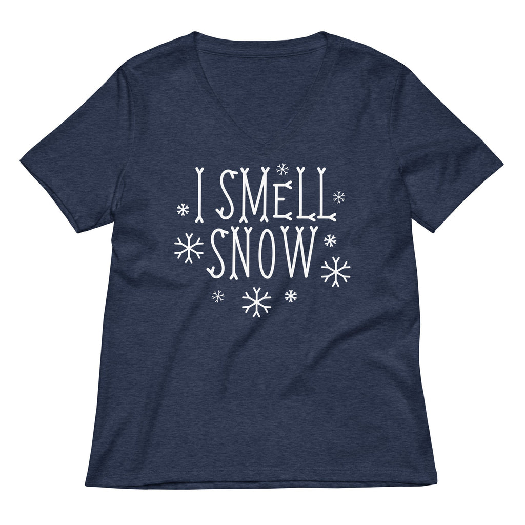 I Smell Snow Women's V-Neck Tee Hoodie, Sweatshirt | PureTeeCo.com (Image 2)