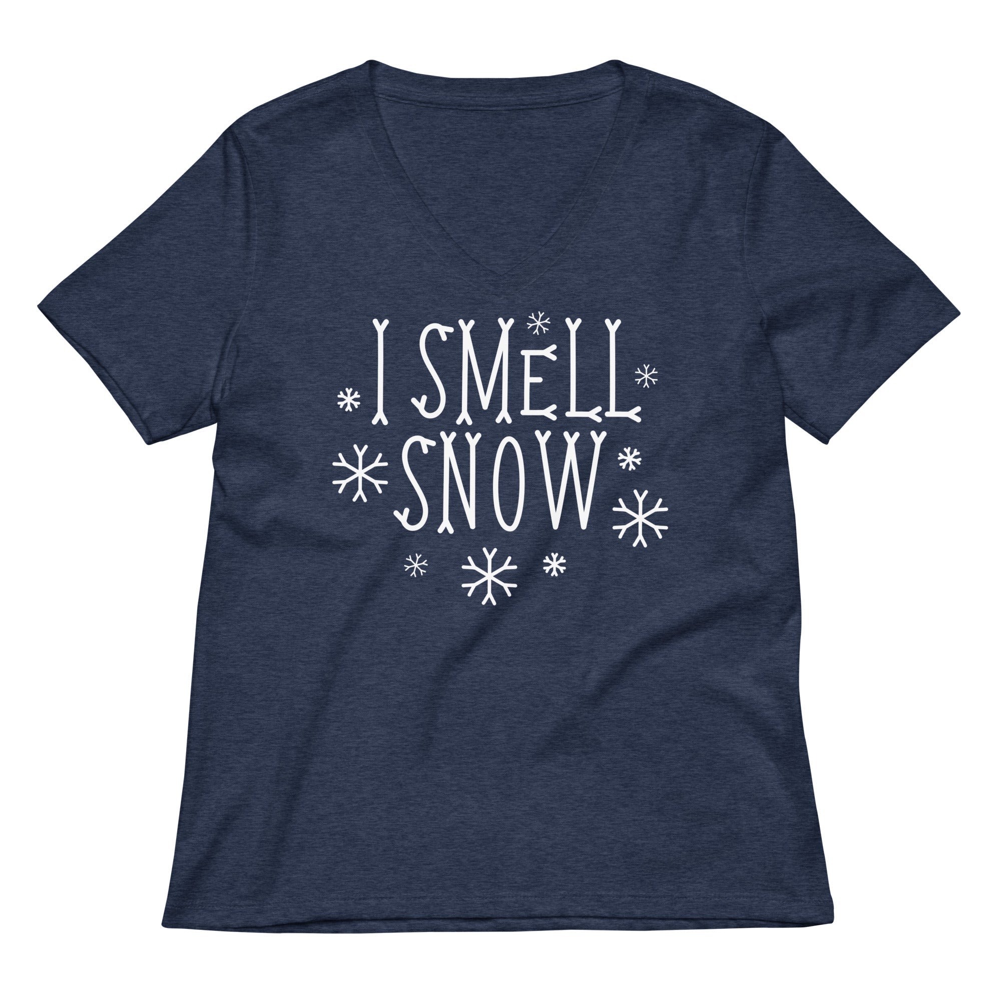I Smell Snow Women's V-Neck Tee Hoodie, Sweatshirt | PureTeeCo.com (Image 2)