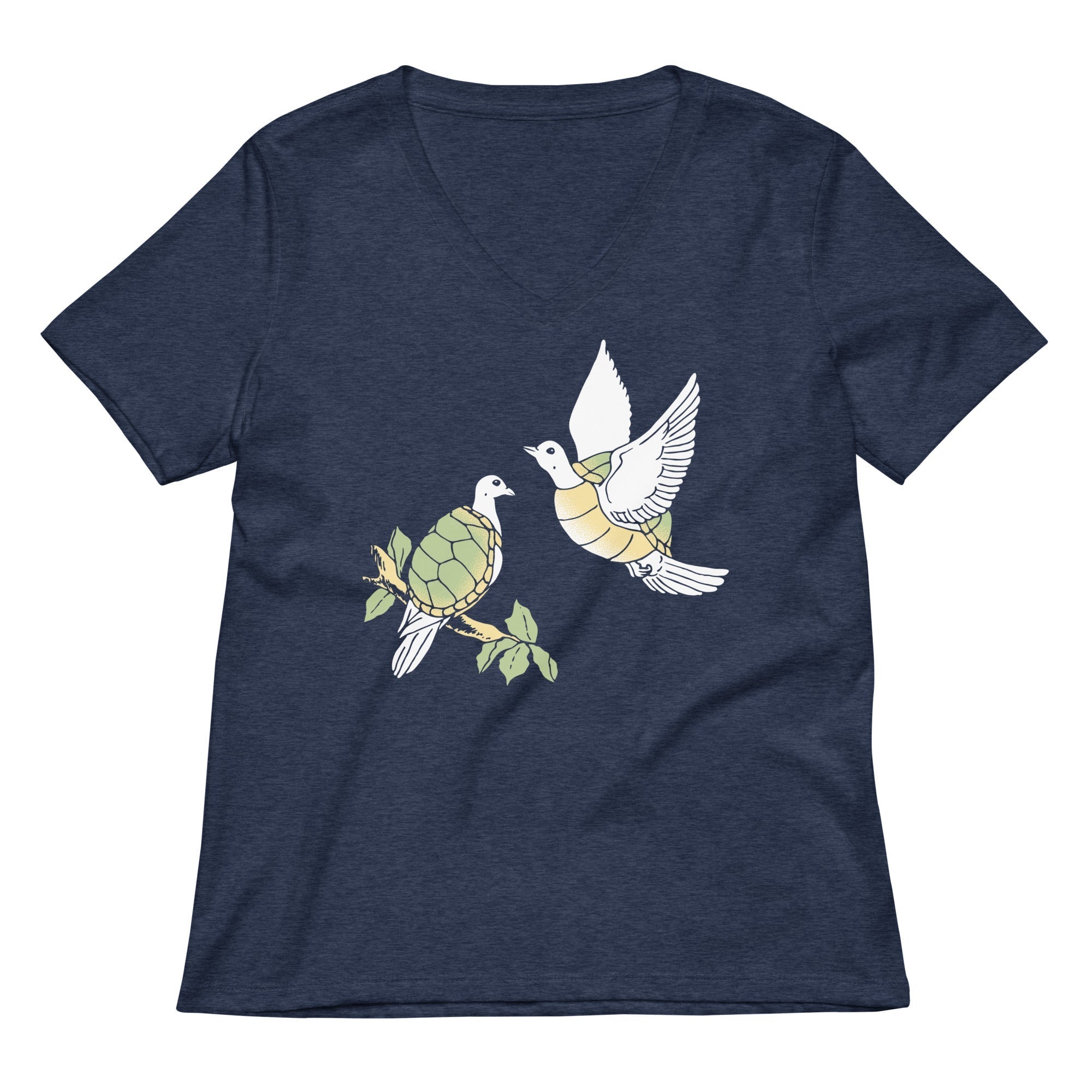 Two Turtle Doves Women's V-Neck Tee Hoodie, Sweatshirt | PureTeeCo.com (Image 2)
