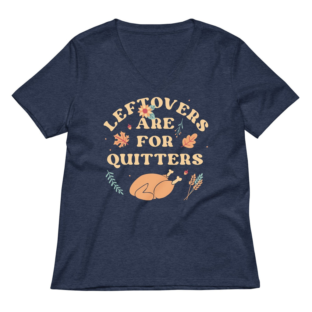 Leftovers Are For Quitters Women's V-Neck Tee Hoodie, Sweatshirt | PureTeeCo.com (Image 3)
