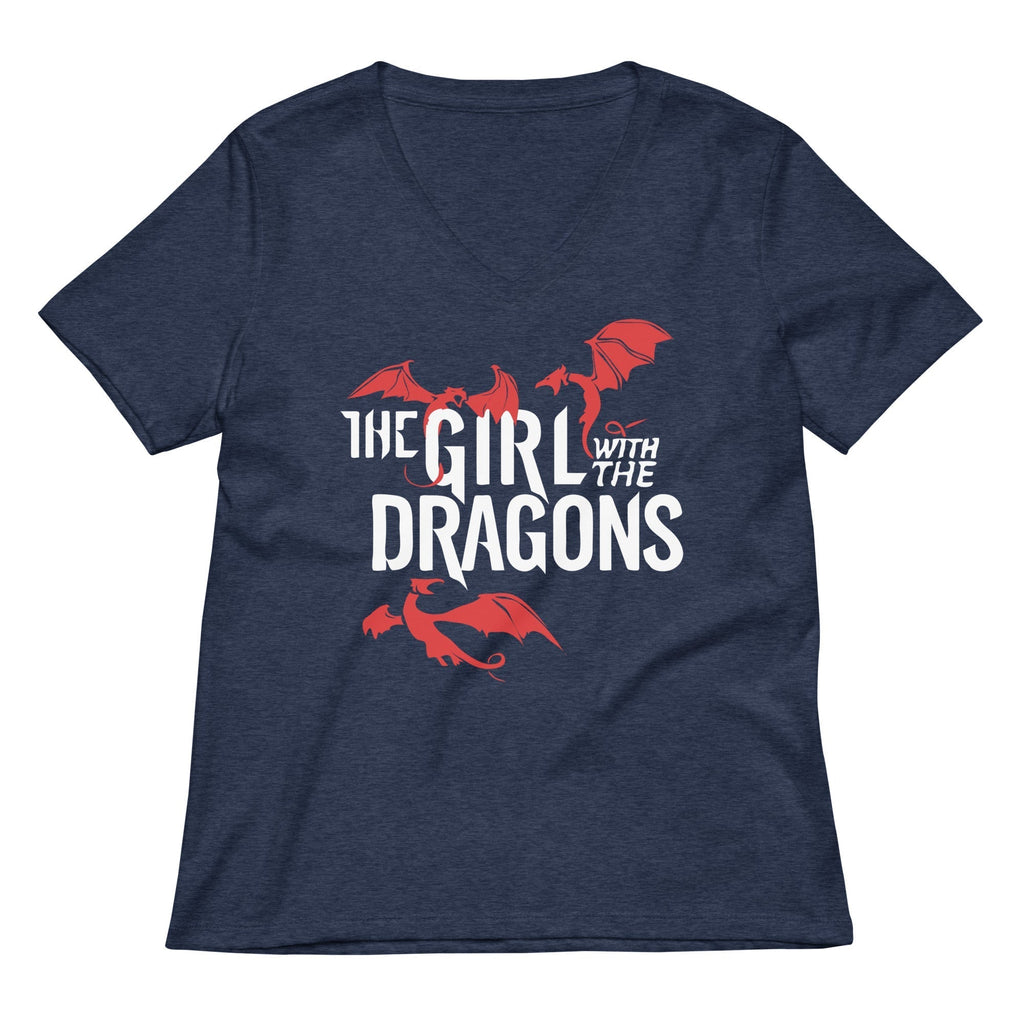 The Girl With The Dragons Women's V-Neck Tee Hoodie, Sweatshirt | PureTeeCo.com (Image 2)