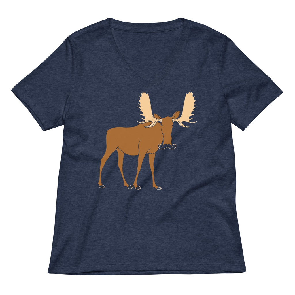 Moosestache Women's V-Neck Tee Hoodie, Sweatshirt | PureTeeCo.com (Image 2)