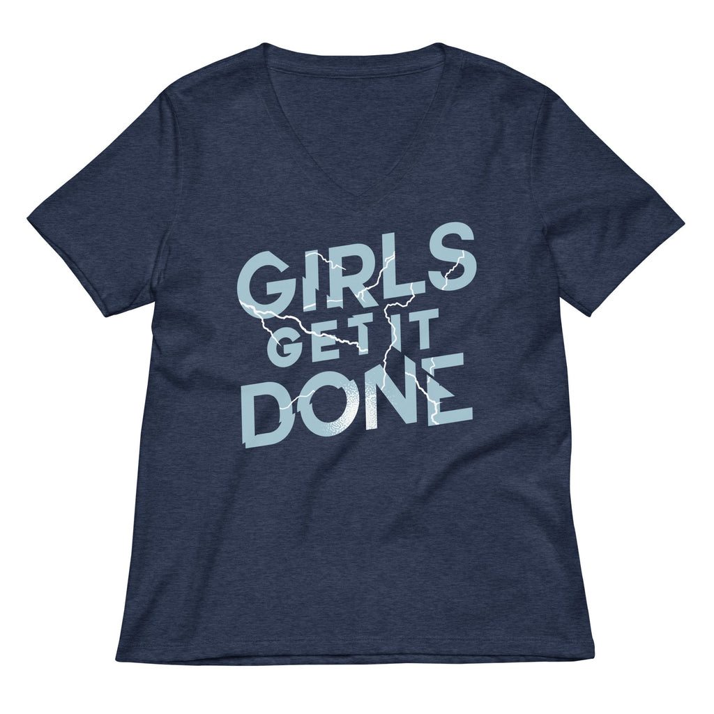 Girls Get It Done Women's V-Neck Tee Hoodie, Sweatshirt | PureTeeCo.com (Image 2)