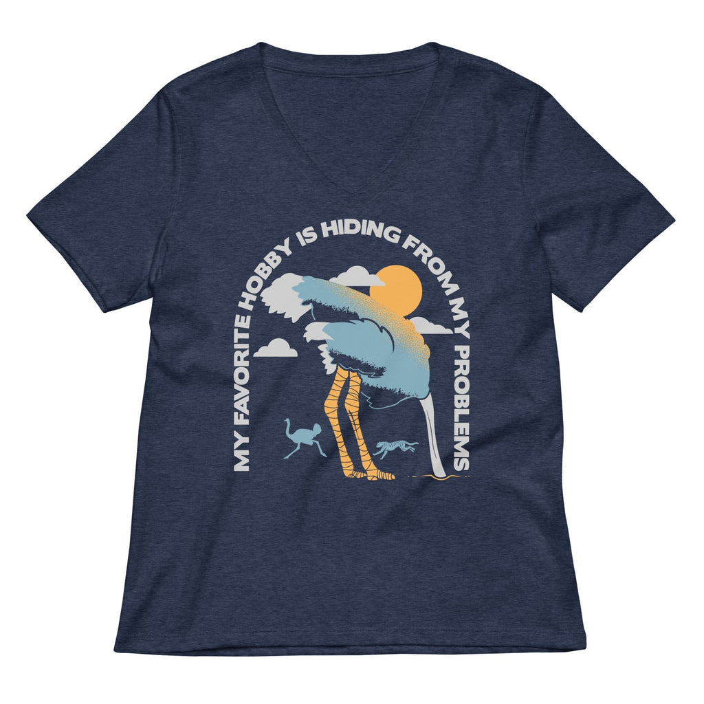My Favorite Hobby Is Hiding From My Problems Women's V-Neck Tee Hoodie, Sweatshirt | PureTeeCo.com (Image 2)