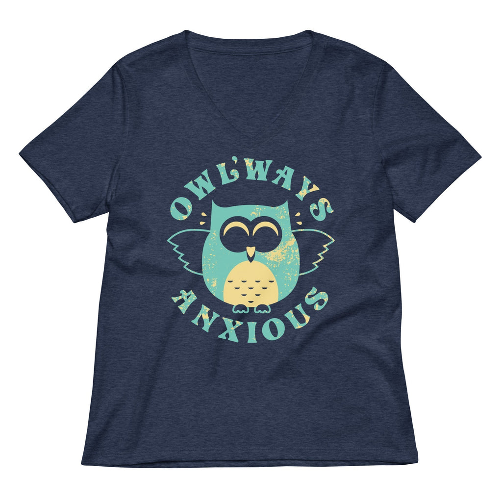Owlways Anxious Women's V-Neck Tee Hoodie, Sweatshirt | PureTeeCo.com (Image 2)