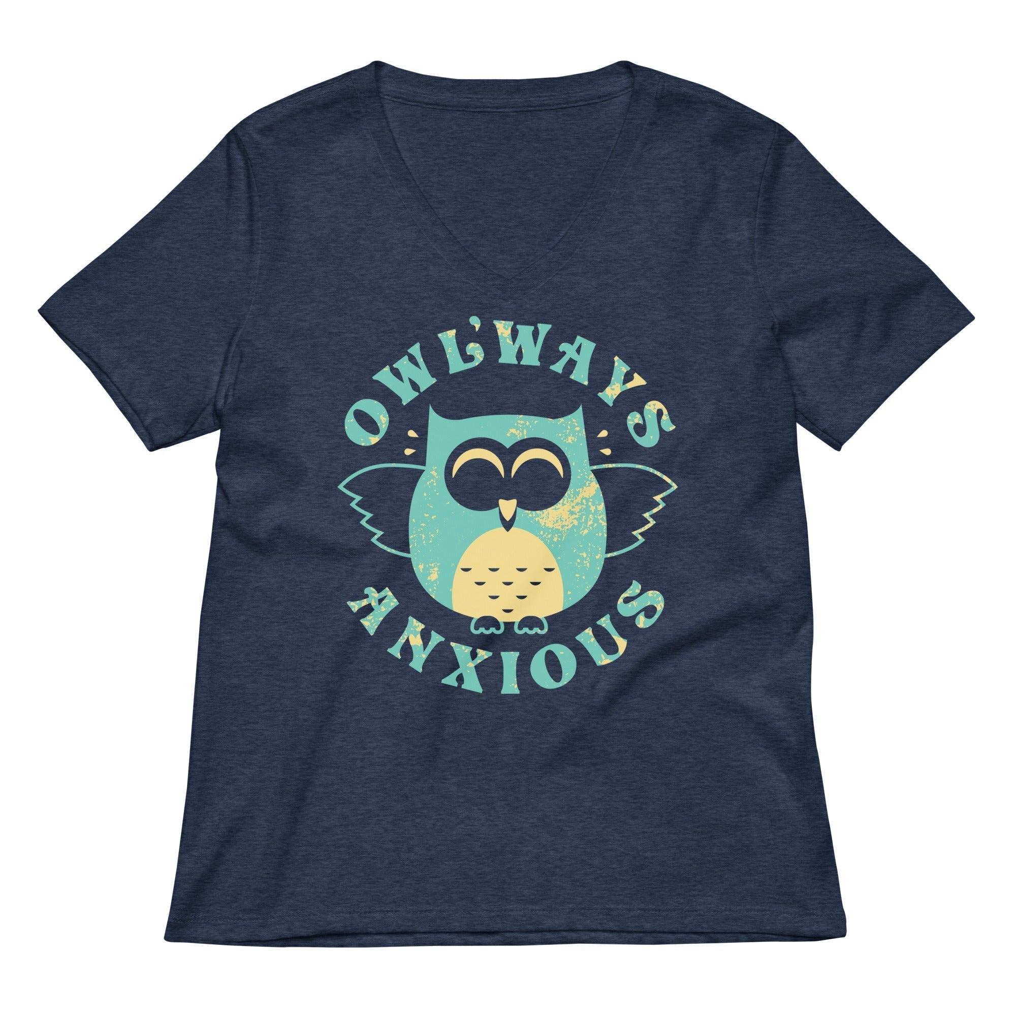 Owlways Anxious Women's V-Neck Tee Hoodie, Sweatshirt | PureTeeCo.com (Image 2)