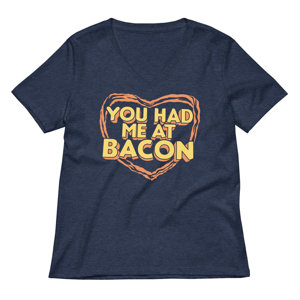 You Had Me At Bacon Women's V-Neck Tee Hoodie, Sweatshirt | PureTeeCo.com (Image 2)