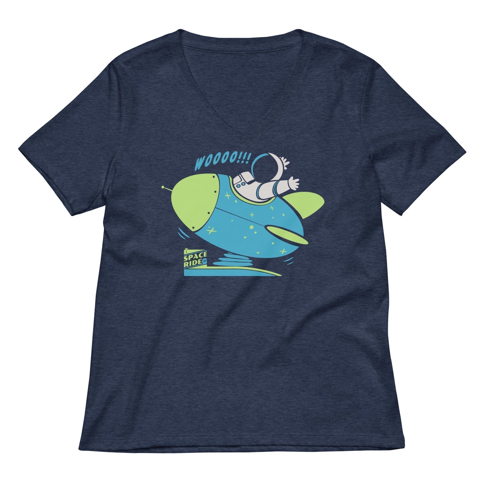 Space Ride Women's V-Neck Tee Hoodie, Sweatshirt | PureTeeCo.com (Image 2)