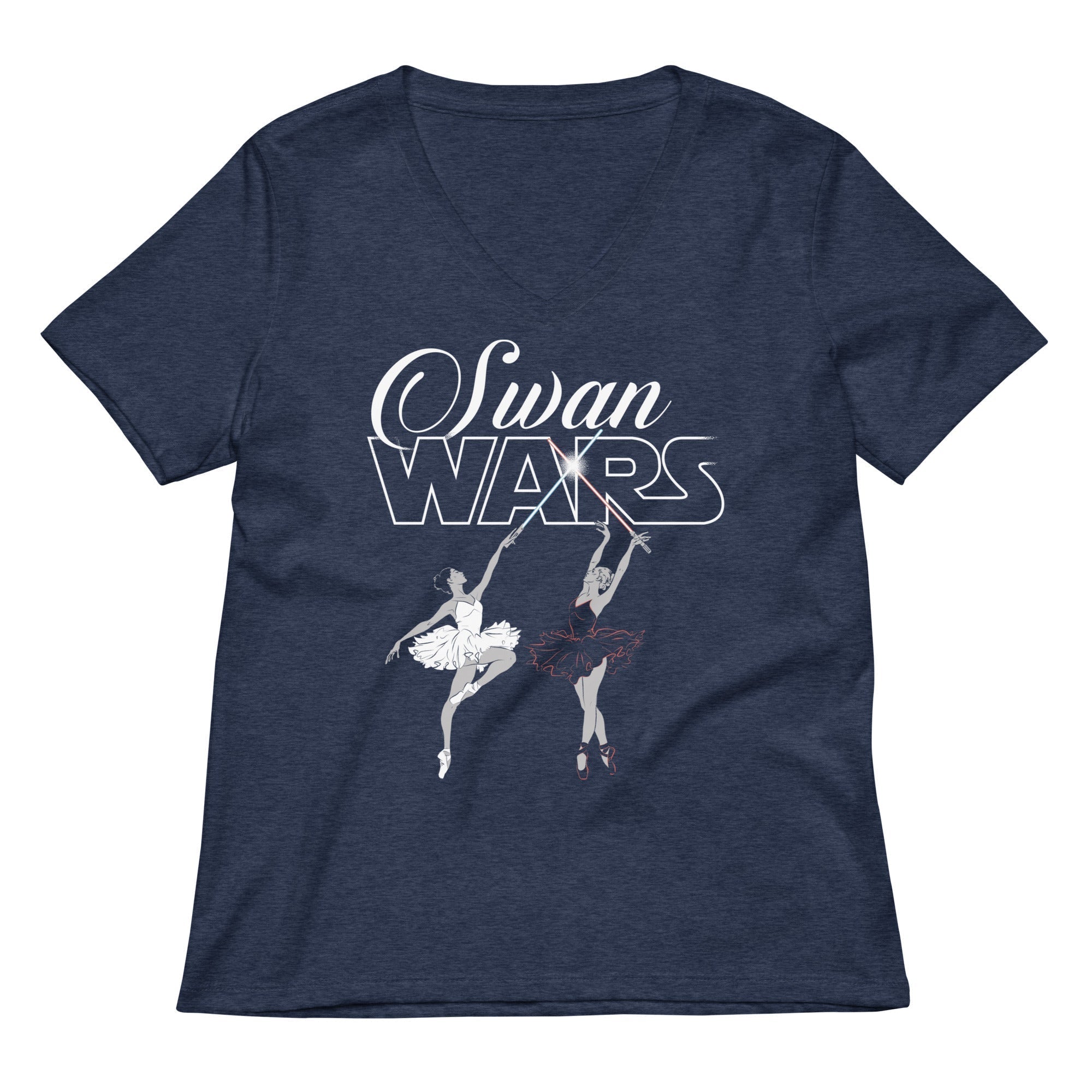 Swan Wars Women's V-Neck Tee Hoodie, Sweatshirt | PureTeeCo.com (Image 2)